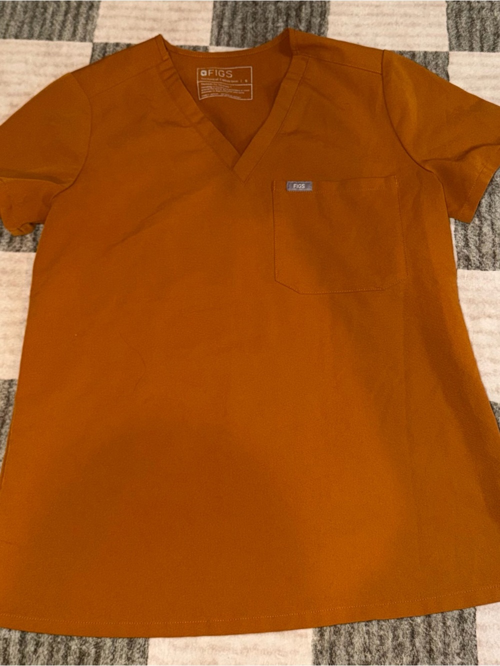 FIGS Women’s v-Neck Scrub Top - Rust/ Orange